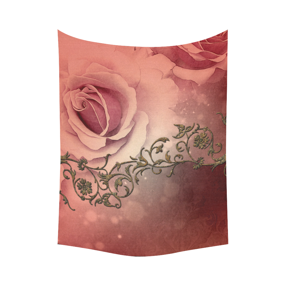 Wonderful roses with floral elements Cotton Linen Wall Tapestry 60"x 80"