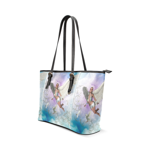 Fairy in the sky Leather Tote Bag/Large (Model 1640)