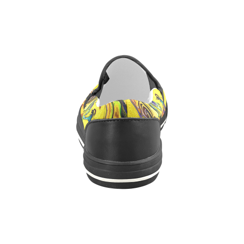 Yellow marble Slip-on Canvas Shoes for Kid (Model 019)
