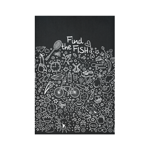Picture Search Riddle - Find The Fish 2 Cotton Linen Wall Tapestry 60"x 90"