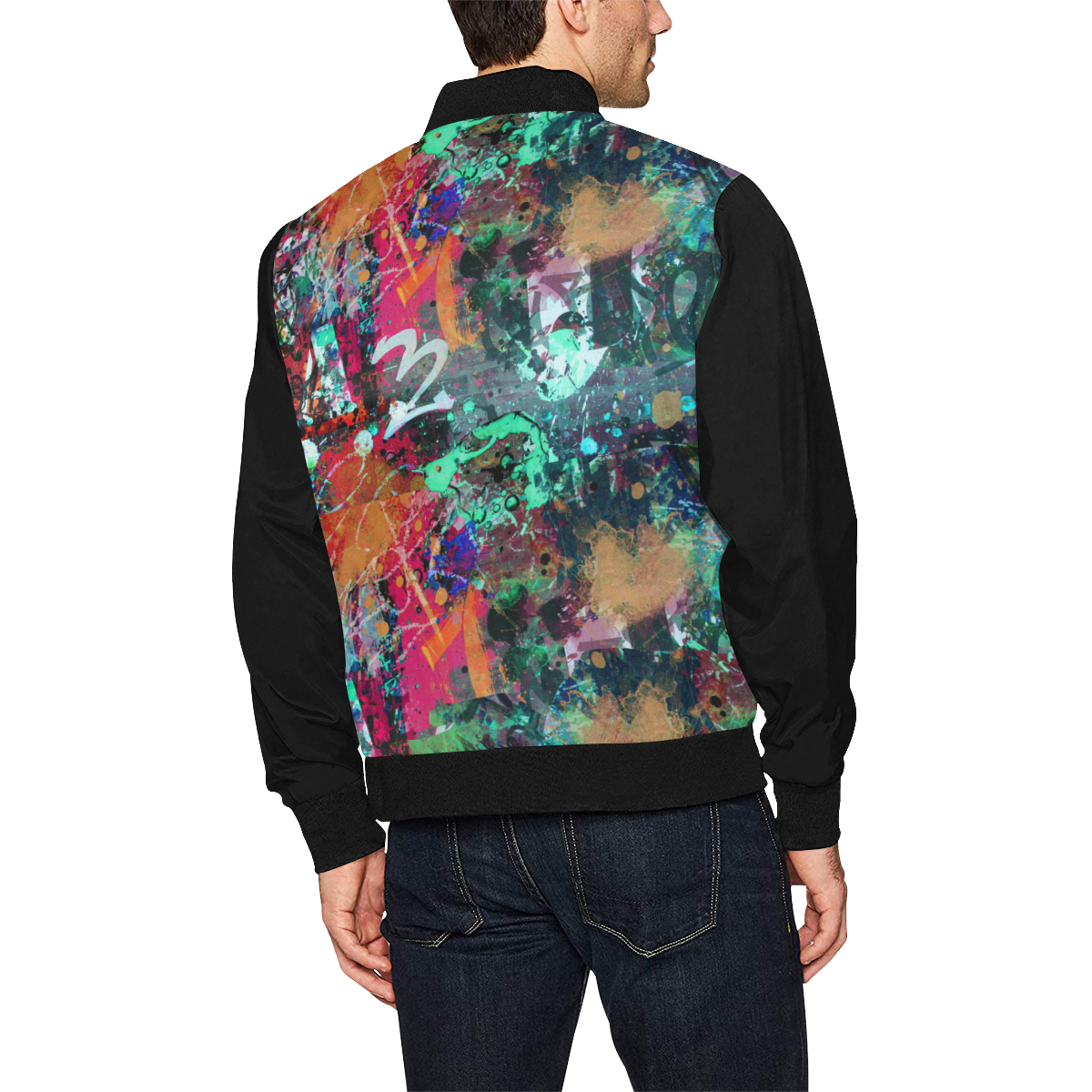 Graffiti Wall and Paint Splatter (Vest Style) All Over Print Bomber Jacket for Men (Model H31)