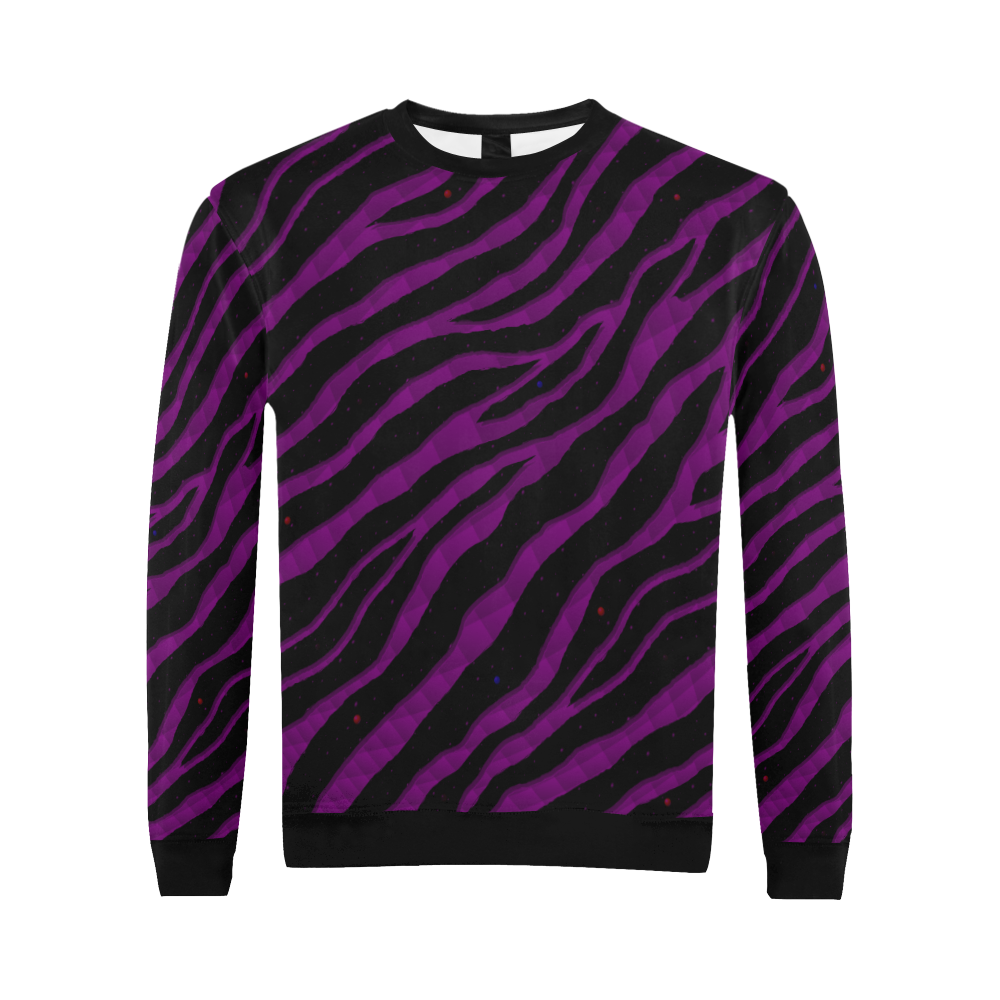 Ripped SpaceTime Stripes - Purple All Over Print Crewneck Sweatshirt for Men/Large (Model H18)