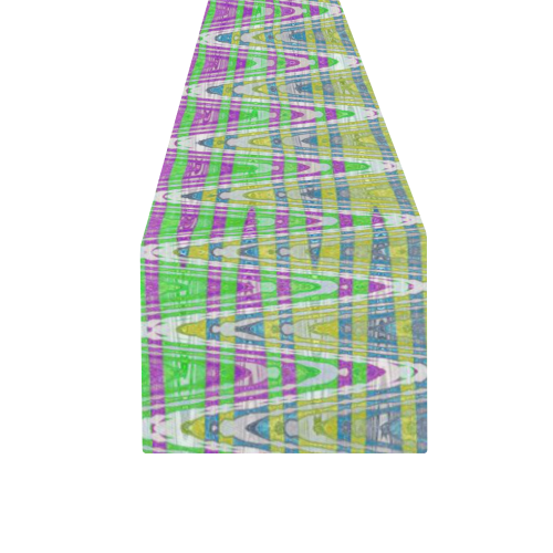 Colorful Pastel Zigzag Waves Pattern Table Runner 16x72 inch