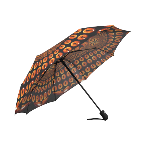 Orange and Black Cabochons Auto-Foldable Umbrella (Model U04)