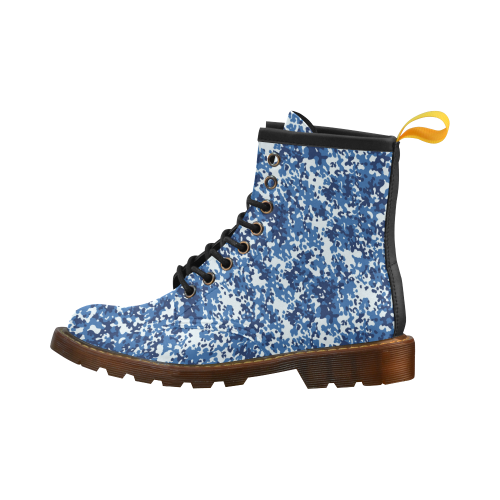 Digital Blue Camouflage High Grade PU Leather Martin Boots For Men Model 402H