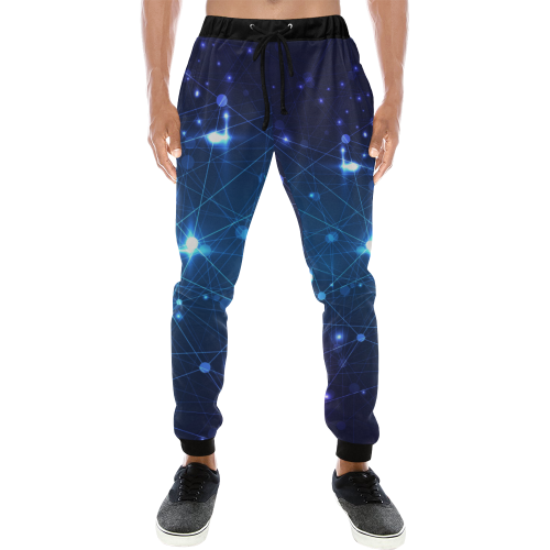 Twinkle Twinkle Little Blue Stars Cosmic Sky Men's All Over Print Sweatpants (Model L11)