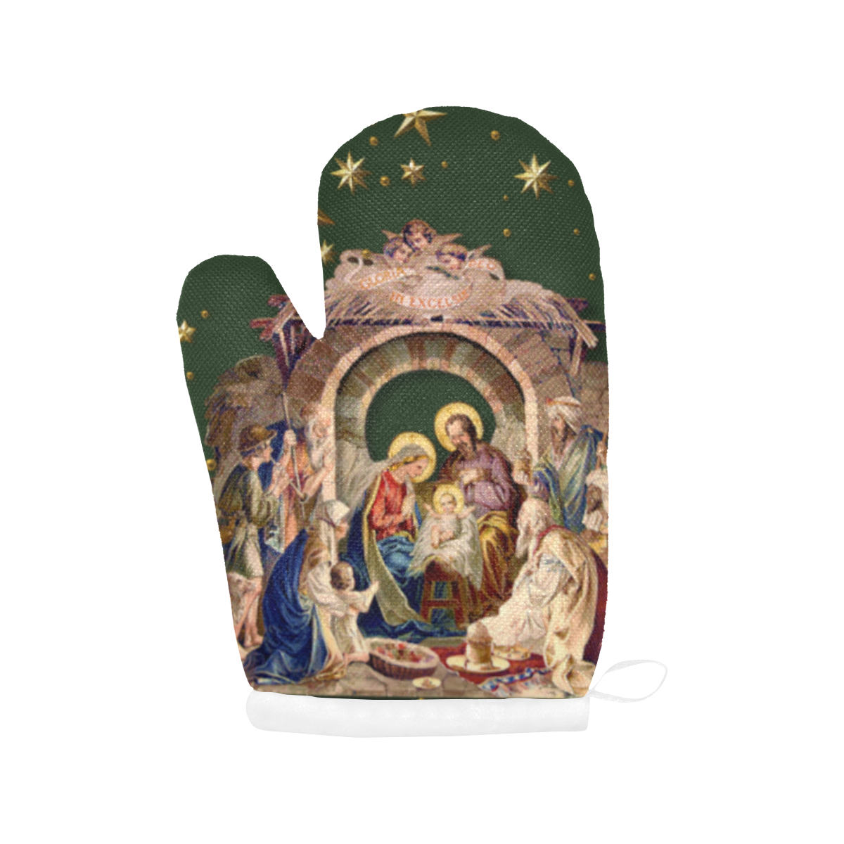 Nativity Oven Mittens Forrest Green Oven Mitt (Two Pieces)