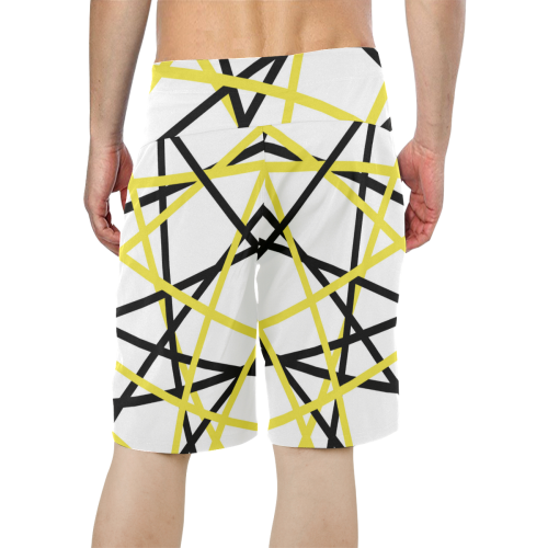 Black and yellow stripes Men's All Over Print Board Shorts (Model L16)