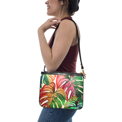Pretty Leaves D by JamColors Small Shoulder Bag (Model 1710)