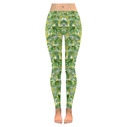 Palm Leaves Women's Low Rise Leggings (Invisible Stitch) (Model L05)