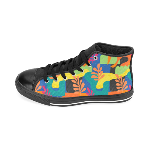 Abstract Nature Pattern Men’s Classic High Top Canvas Shoes /Large Size (Model 017)