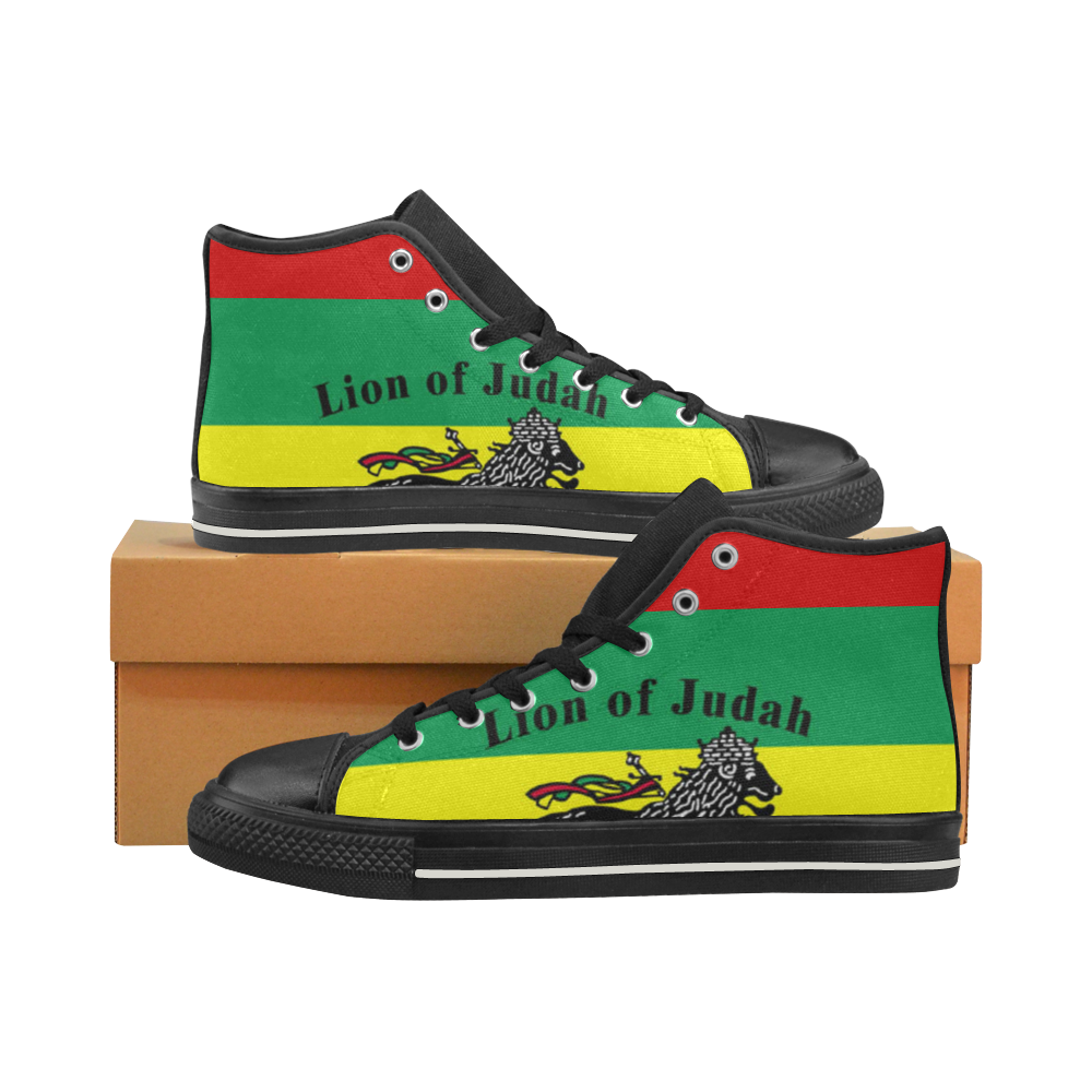 RASTA LION OF JUDAH High Top Canvas Shoes for Kid (Model 017)