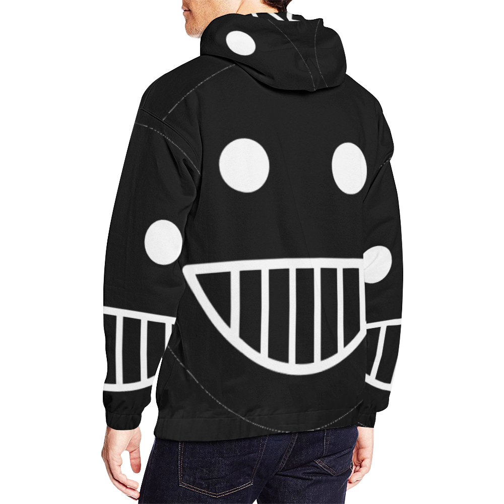 Silhouette Smiley Face Emoji Rave Techno All Over Print Hoodie for Men/Large Size (USA Size) (Model H13)