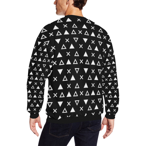 Geo Line Triangle All Over Print Crewneck Sweatshirt for Men/Large (Model H18)