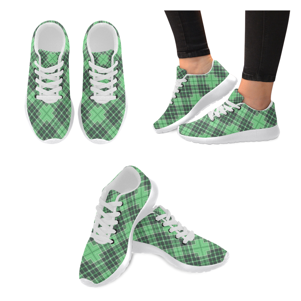STRIPES LIGHT GREEN Women's Running Shoes/Large Size (Model 020)