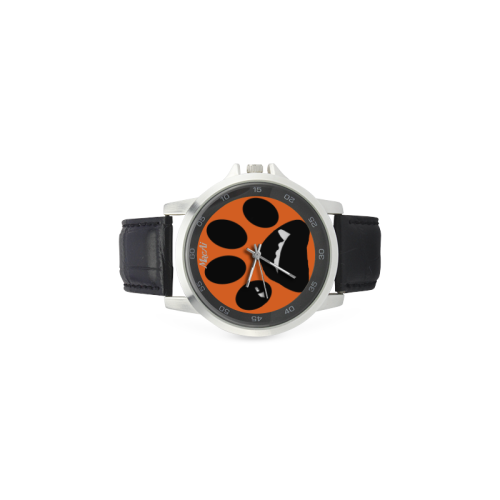 BooBooFace by MacAi Orange Unisex Stainless Steel Leather Strap Watch(Model 202)