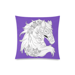 Color Me Sugar Skull Horse Purple Custom Zippered Pillow Case 20"x20"(Twin Sides)