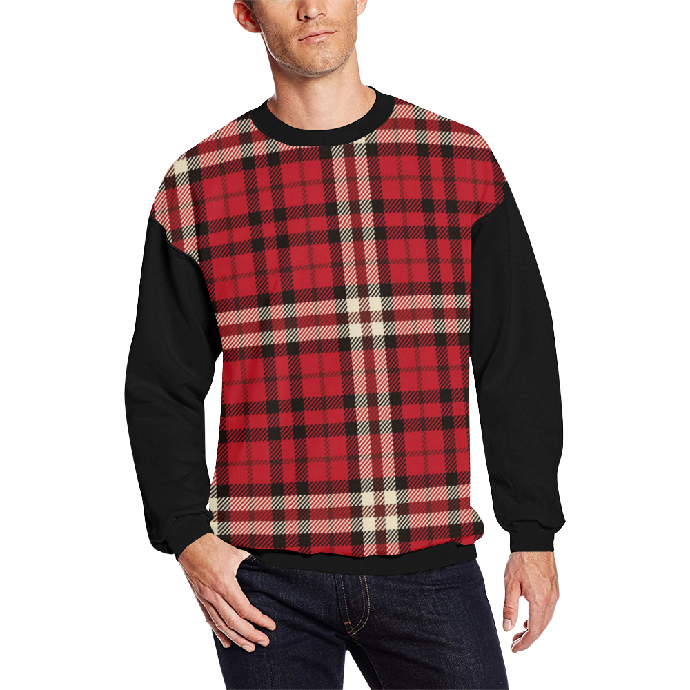 red streipe All Over Print Crewneck Sweatshirt for Men/Large (Model H18)