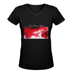 Red Rose #LoveDreamInspireCo Women's Deep V-neck T-shirt (Model T19)