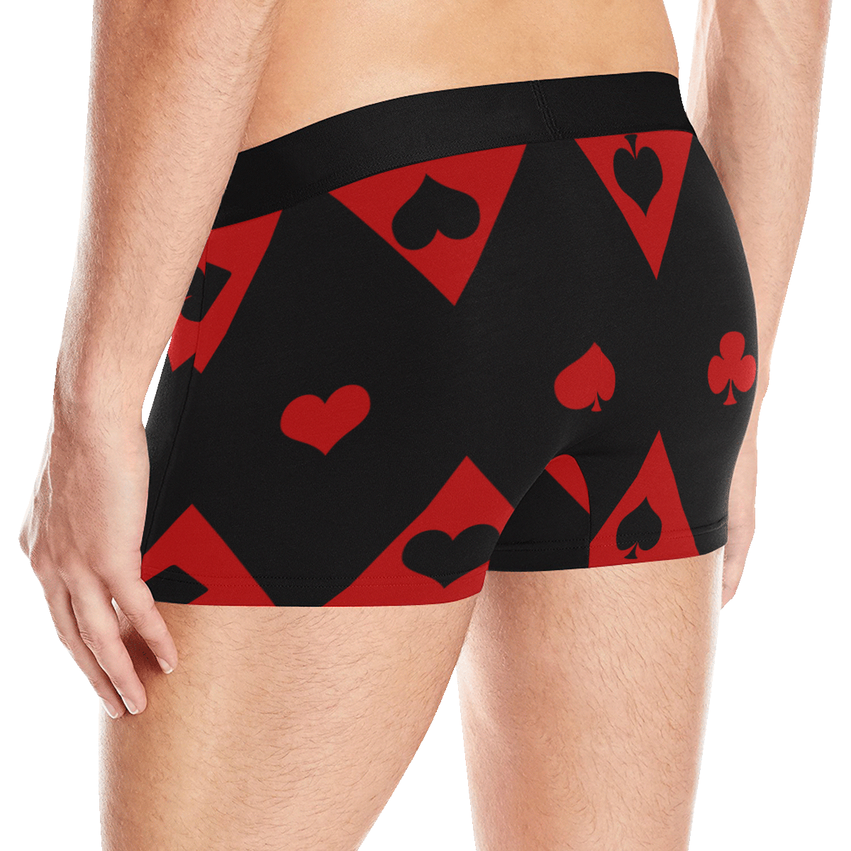 Las Vegas Black Red Play Card Shapes Men's Boxer Briefs with Merged Design (Model  L10)