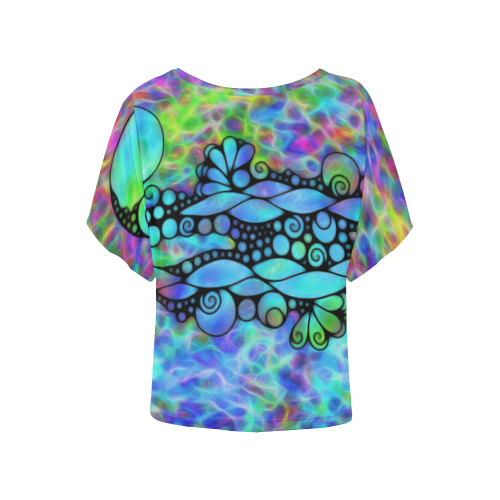 Sketching Art - Power Ornaments 1 Women's Batwing-Sleeved Blouse T shirt (Model T44)