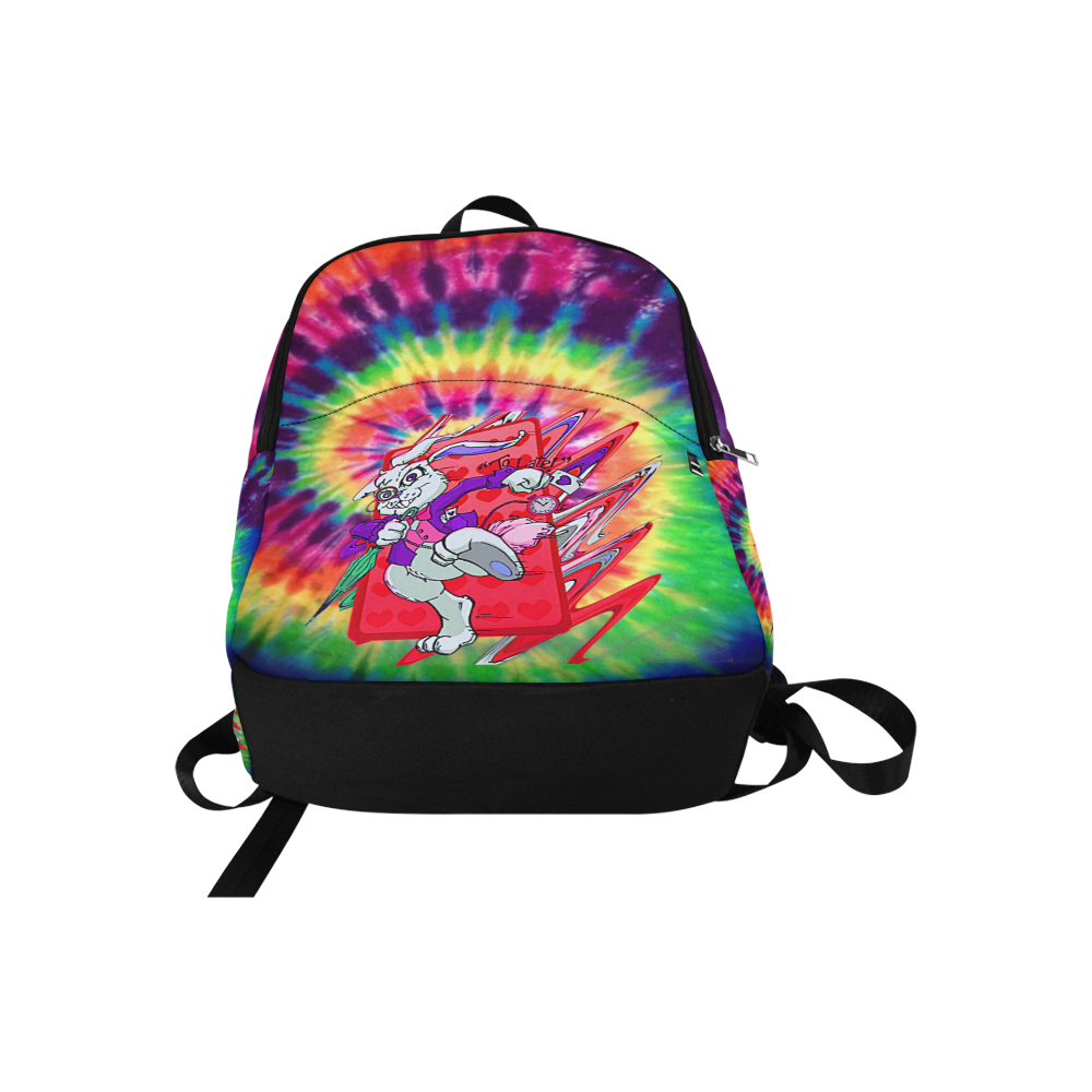 Tie Dye White Rabbit Inspried Fan Art All Original Design Phsychedelic Running Late Alice in Wonderl Fabric Backpack for Adult (Model 1659)