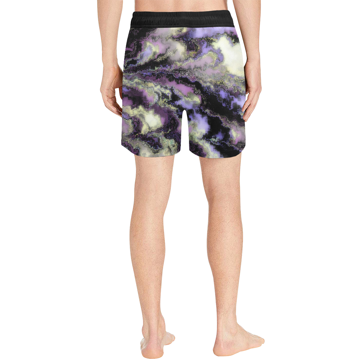 Purple marble Men's Mid-Length Swim Shorts (Model L39)