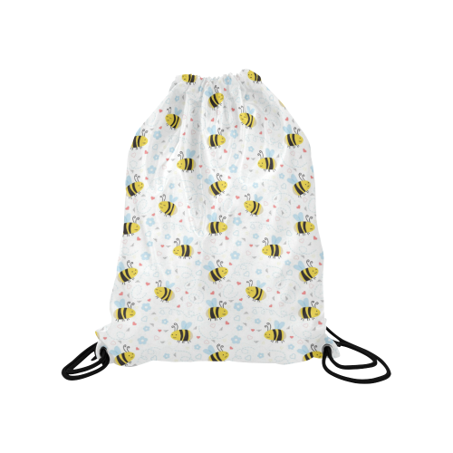Cute Bee Pattern Medium Drawstring Bag Model 1604 (Twin Sides) 13.8"(W) * 18.1"(H)