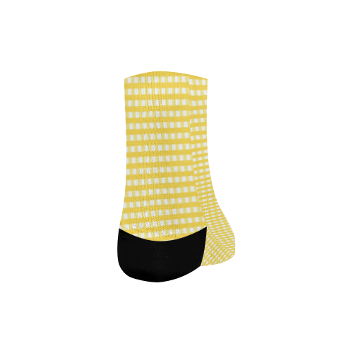 Yellow Gingham Checked Pattern Quarter Socks