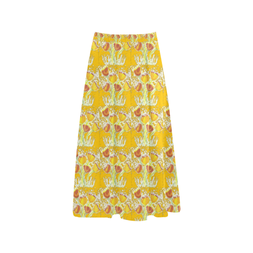 Yellow Crepe Skirt With Yellow Poppies Aoede Crepe Skirt (Model D16)