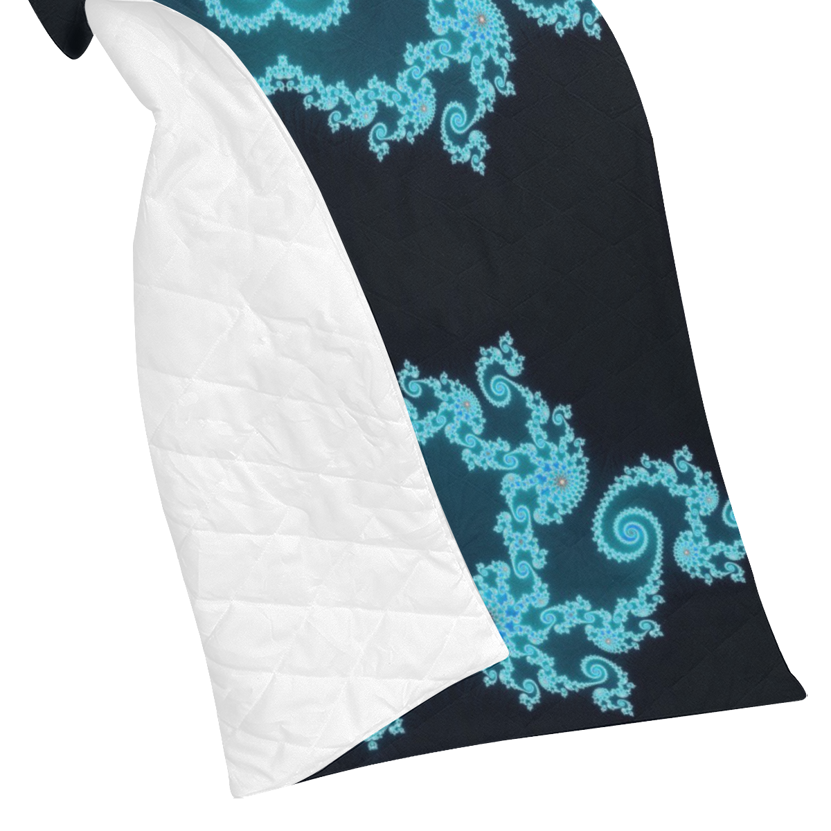 Sky Blue and Black Hearts Lace Fractal Abstract Quilt 70"x80"