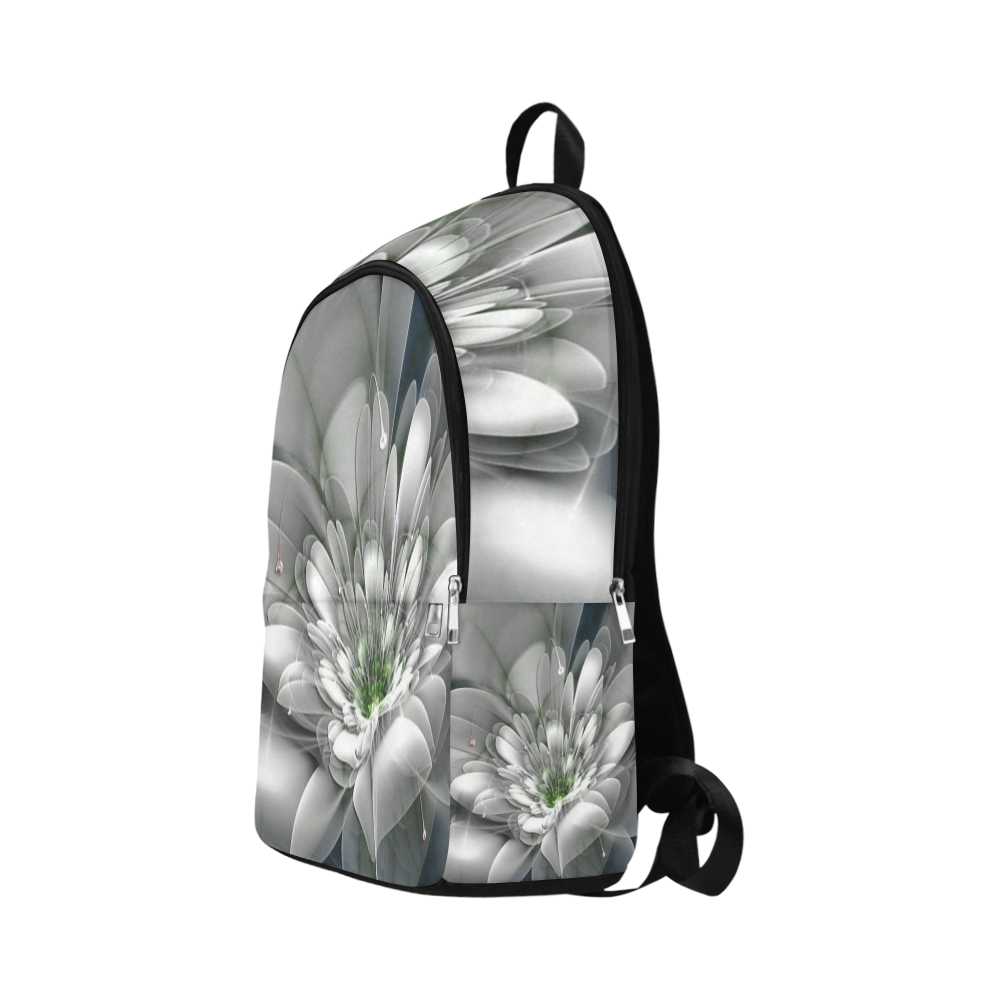 3D White Flower Fabric Backpack for Adult (Model 1659)