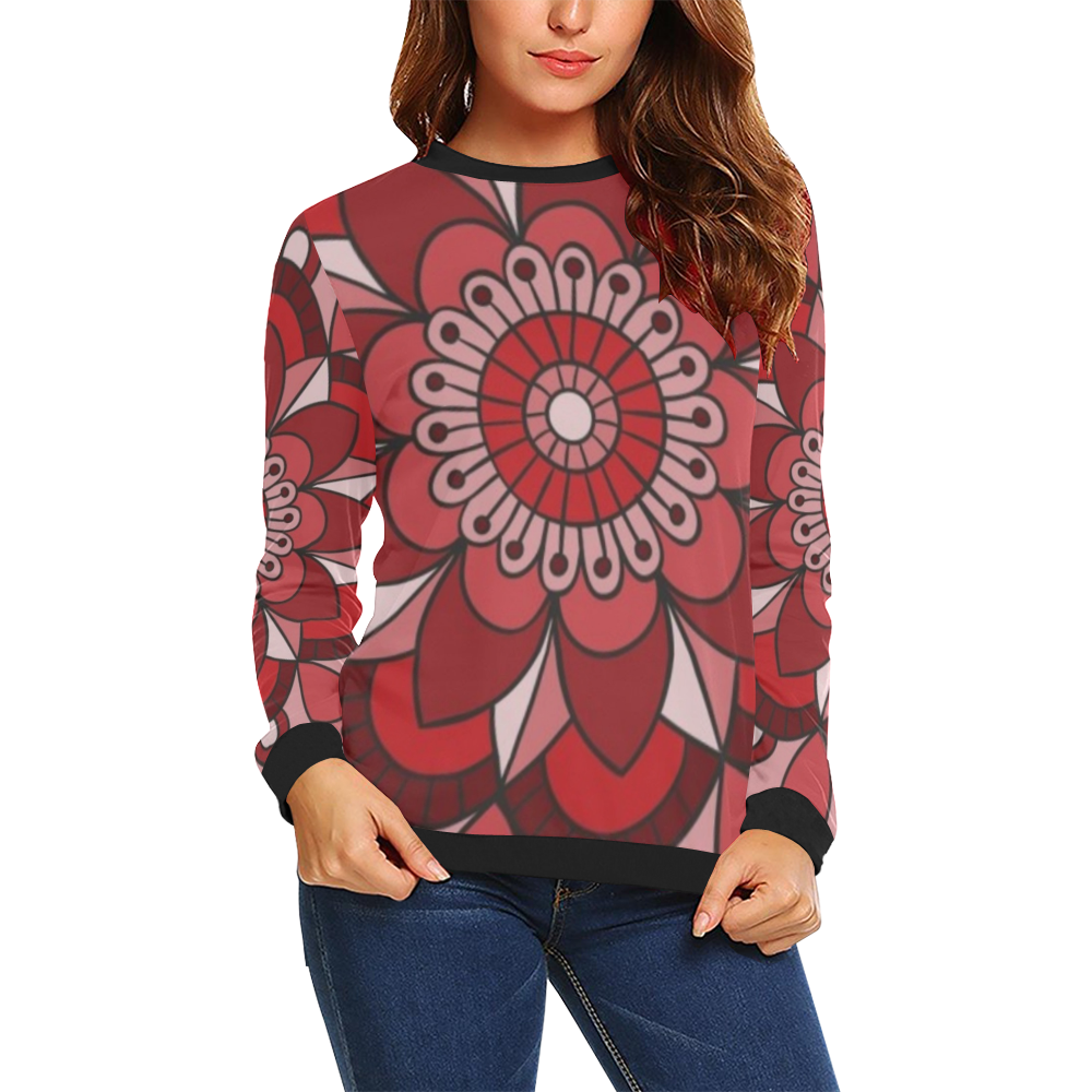 MANDALA HIBISCUS BEAUTY All Over Print Crewneck Sweatshirt for Women (Model H18)