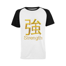 v-Golden Asian Symbol for Strength Men's Raglan T-shirt Big Size (USA Size) (Model T11)