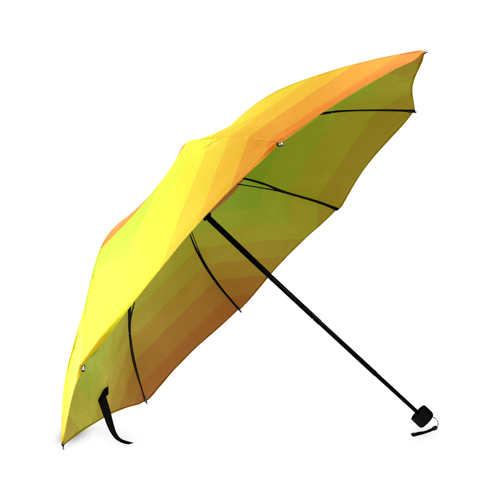 Golden orange multicolored multiple squares Foldable Umbrella (Model U01)