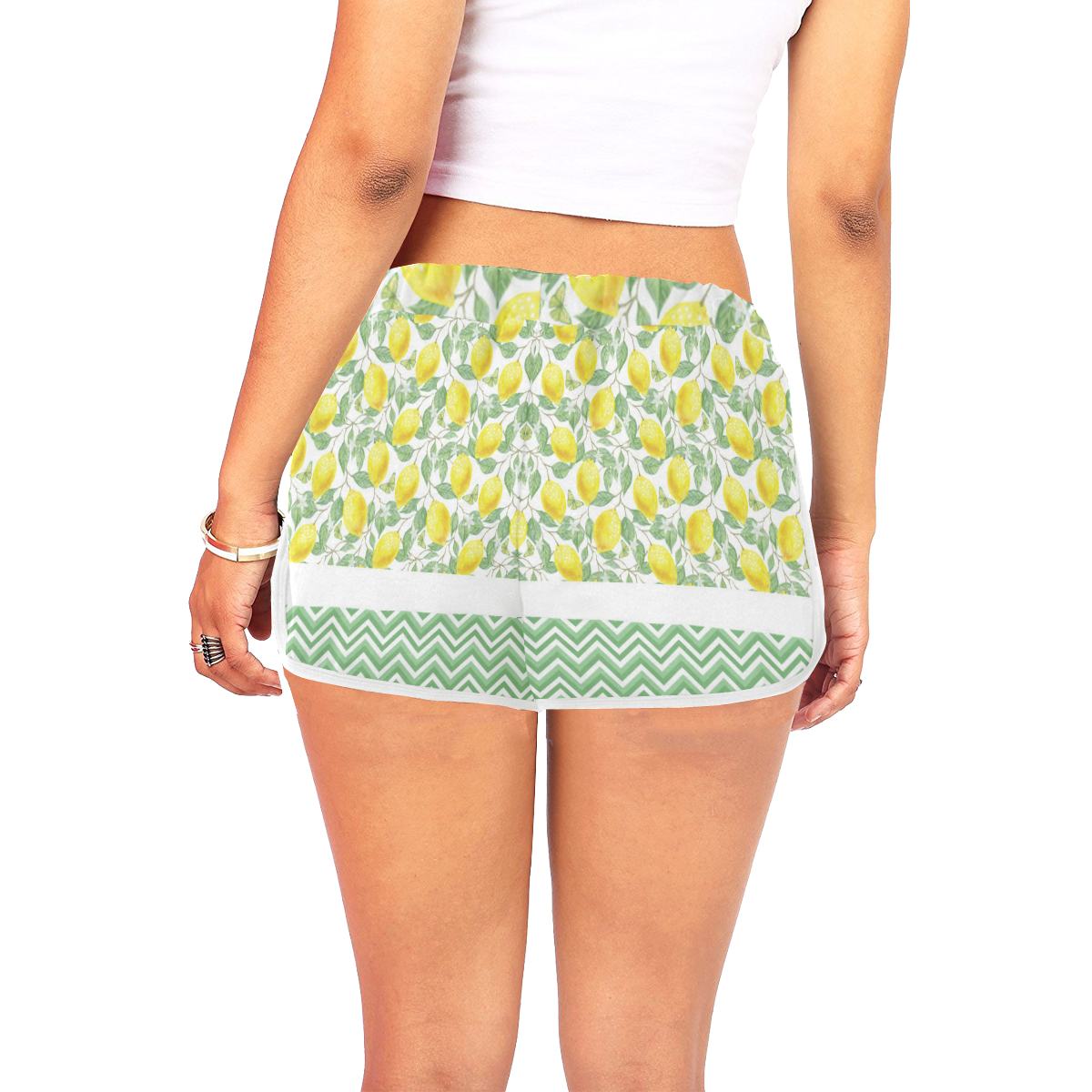 Lemons With Chevron Women's All Over Print Relaxed Shorts (Model L19)