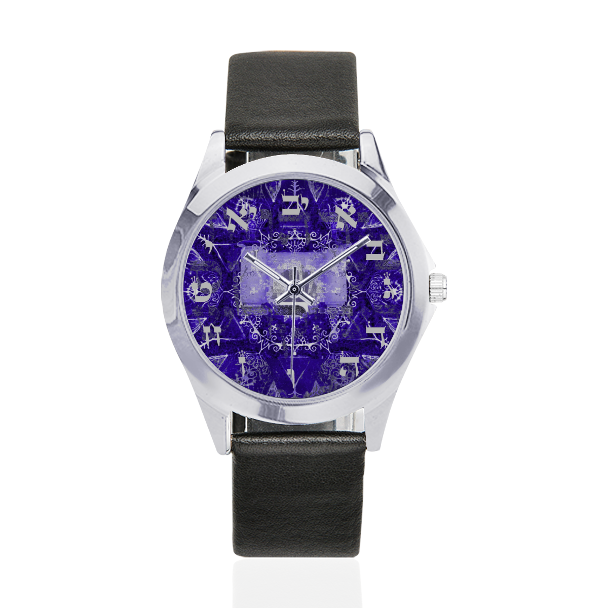 projet bar mitzvah Unisex Silver-Tone Round Leather Watch (Model 216)