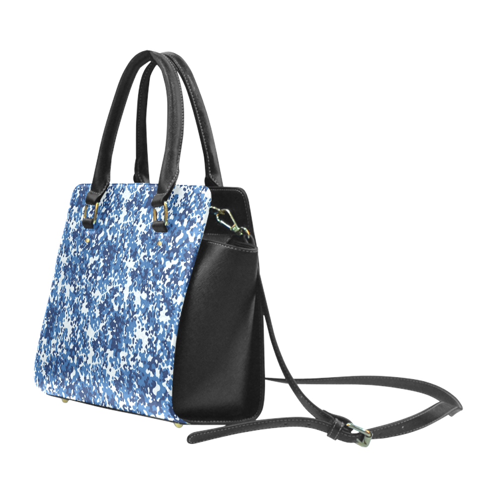 Digital Blue Camouflage Classic Shoulder Handbag (Model 1653)