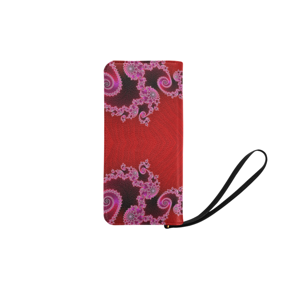 Red Pink Mauve Hearts and Lace Fractal Abstract 2 Women's Clutch Purse (Model 1637)