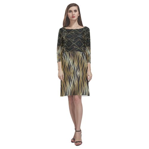 seamless gold and diamond design by FlipStylez Designs Rhea Loose Round Neck Dress(Model D22)