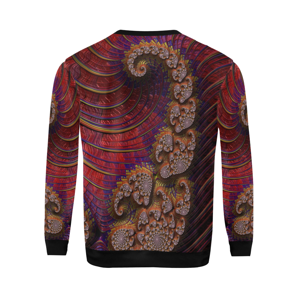 Diamond Coral Reef at Sunset Fractal Abstract All Over Print Crewneck Sweatshirt for Men/Large (Model H18)
