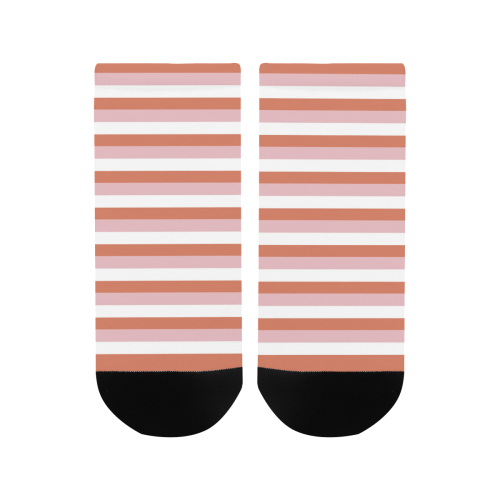 Coral Stripes Men's Ankle Socks