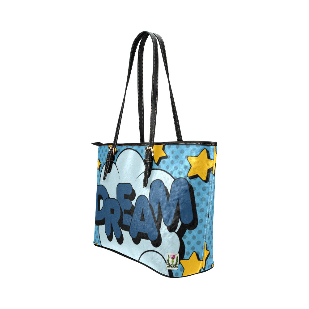 Fairlings Delight's Pop Art Collection- Comic Bubbles 53086Dream1b Leather Tote Bag/Small Leather Tote Bag/Small (Model 1651)