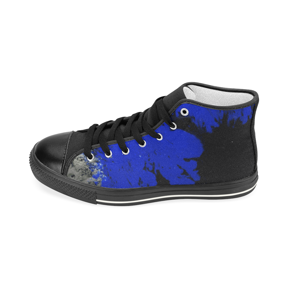 Luminous Gore (blue) - blue black silver grey white abstract splash Men’s Classic High Top Canvas Shoes (Model 017)