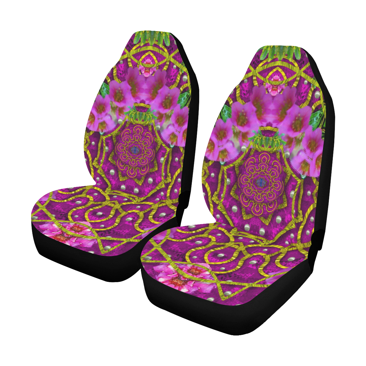 Star of freedom ornate rainfall Car Seat Covers (Set of 2)