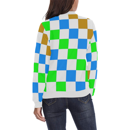 CHECKERBOARD 429A All Over Print Bomber Jacket for Women (Model H36)