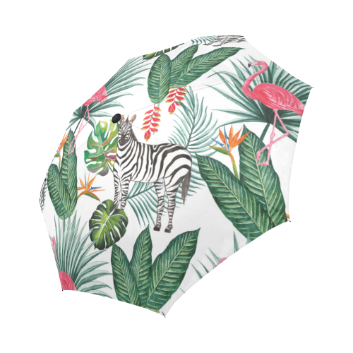 Awesome Flamingo And Zebra Auto-Foldable Umbrella (Model U04)