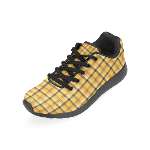 Yellow Tartan (Plaid) Men’s Running Shoes (Model 020)
