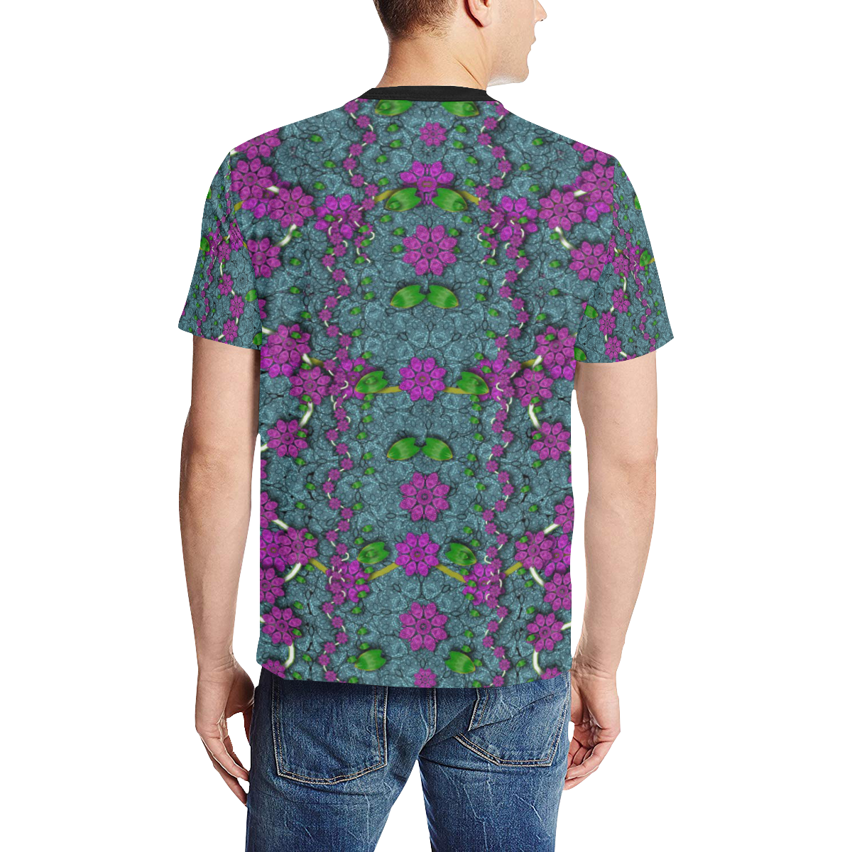 the most beautiful flower forest on earth Men's All Over Print T-Shirt (Solid Color Neck) (Model T63)