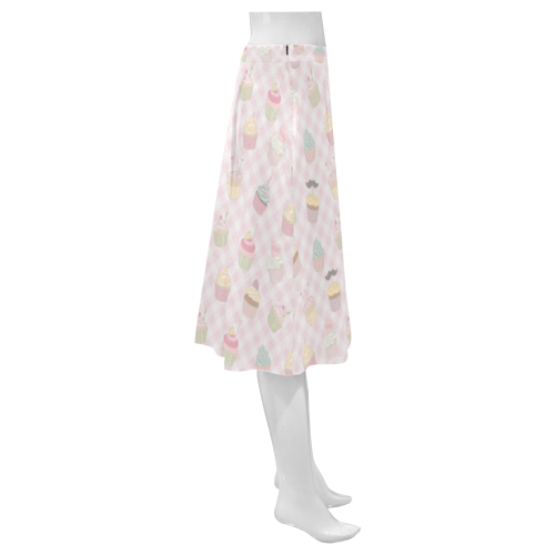 Cupcakes Mnemosyne Women's Crepe Skirt (Model D16)